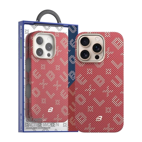 BlueO чехол для iPhone 16 Pro, Tactile Woven Air Aramid fiber (Kevlar) Red (MagSafe)