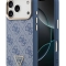 Guess для iPhone 17 Pro чехол PU 4G Triangle Diamond metal logo Gold camera Hard Blue (MagSafe)
