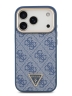 Guess для iPhone 17 Pro чехол PU 4G Triangle Diamond metal logo Gold camera Hard Blue (MagSafe)