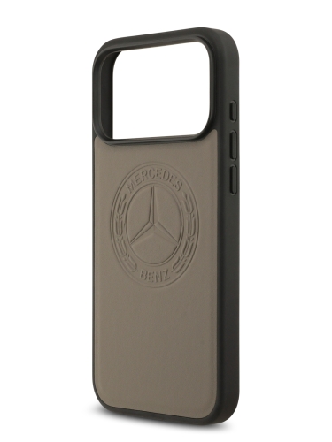 Mercedes для iPhone 17 Pro чехол Leather Vintage Round Debossed Logo Hard Taupe (MagSafe)