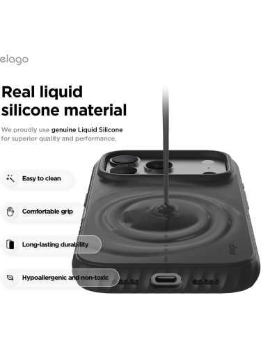 Elago для iPhone 17 Pro Max чехол Magnetic Ridge Silicone Black (MagSafe)