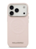 Karl Lagerfeld для iPhone 17 Pro чехол PU Debossed Initials Metal logo & Camera Hard Pink (MagSafe)