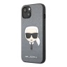 Lagerfeld PU Saffiano Karl's Head Hard чехол для iPhone 13 mini, серебристый