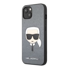 Lagerfeld PU Saffiano Karl's Head Hard чехол для iPhone 13 mini, серебристый