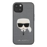 Lagerfeld PU Saffiano Karl's Head Hard чехол для iPhone 13 mini, серебристый