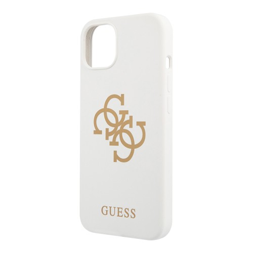 Чехол Guess Liquid Silicone 4G Big logo Hard для iPhone 13, белый
