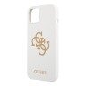 Чехол Guess Liquid Silicone 4G Big logo Hard для iPhone 13, белый