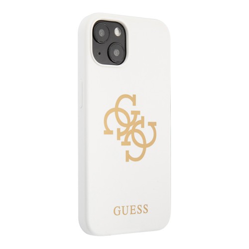 Чехол Guess Liquid Silicone 4G Big logo Hard для iPhone 13, белый