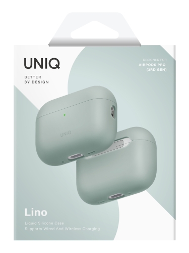 Uniq для Airpods Pro 3 чехол LINO Liquid silicone with handstrap Iceplant Green
