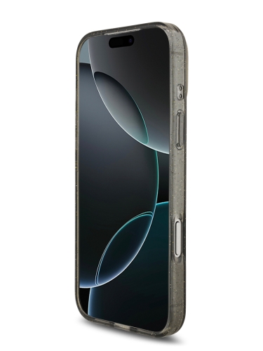 Guess для iPhone 17 Pro чехол IML Glitter Hard + Pearl Hand Strap Black (MagSafe)