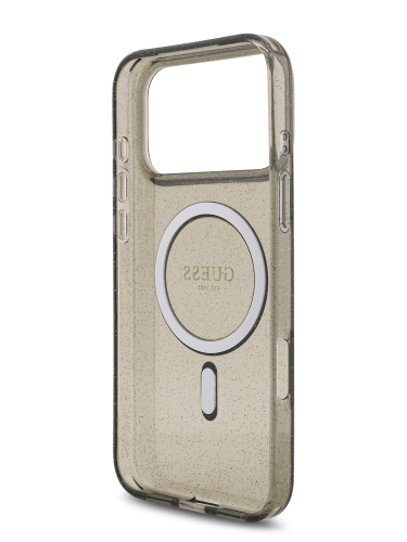 Guess для iPhone 17 Pro чехол IML Glitter Hard + Pearl Hand Strap Black (MagSafe)