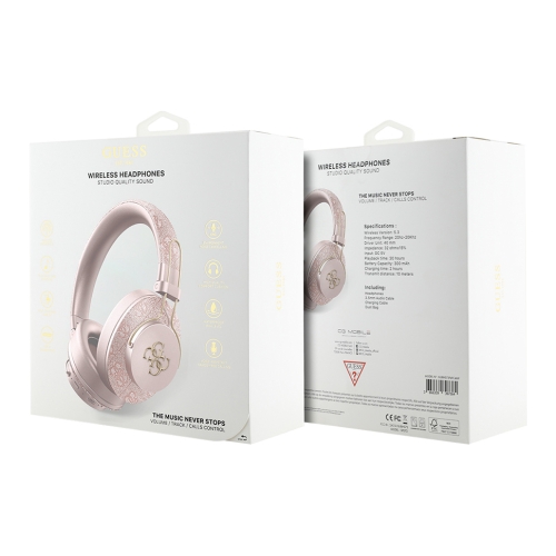 Guess наушники беспроводные накладные Bluetooth HP Dual ENC 4G with 4G Big metal logo Pink