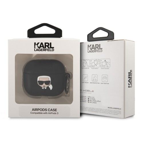 Чехол Lagerfeld Silicone case with ring Karl для Airpods 3 (2021), черный
