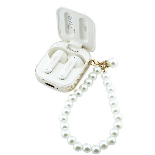 Guess Наушники TWS Bluetooth Rectangle with Pearl Hand Strap White