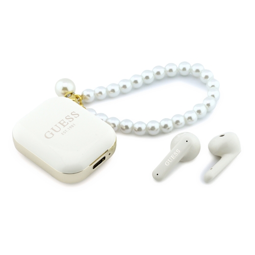 Guess Наушники TWS Bluetooth Rectangle with Pearl Hand Strap White