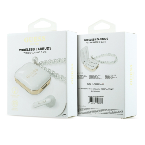 Guess Наушники TWS Bluetooth Rectangle with Pearl Hand Strap White