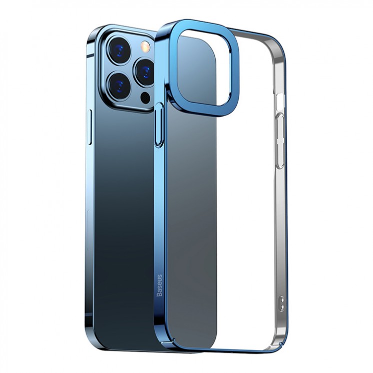 Чехол Baseus Glitter Case PC with metal armor для iPhone 13 Pro Max, синяя рамка