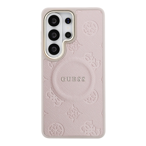 Guess для Galaxy S26 Ultra чехол PU Saffiano Peony Metal logo & Camera Hard Pink (MagSafe)
