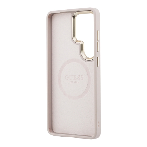 Guess для Galaxy S26 Ultra чехол PU Saffiano Peony Metal logo & Camera Hard Pink (MagSafe)