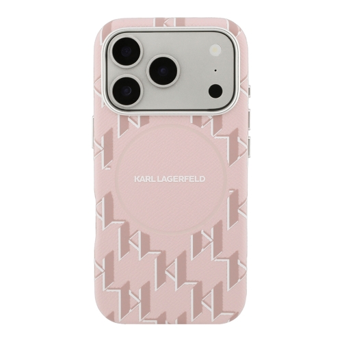 Karl Lagerfeld для iPhone 17 Pro Max чехол PU Full Wrapped Monogram Metal camera Hard Pink (MagSafe)