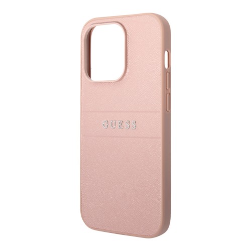Чехол Guess PU Saffiano with Metal logo Hard для iPhone 14 Pro Max, розовый
