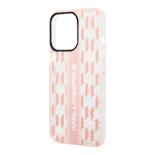 Чехол Lagerfeld Monogram w Vertical logo Hard для iPhone 14 Pro, розовый