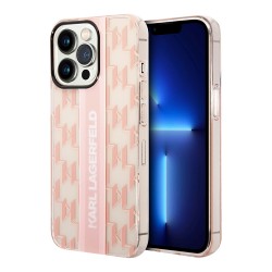 Чехол Lagerfeld Monogram w Vertical logo Hard для iPhone 14 Pro, розовый