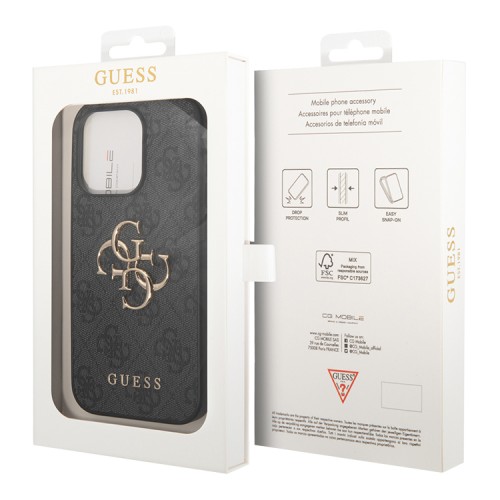Чехол Guess 4G Big metal logo Hard для iPhone 14 Pro Max, серый