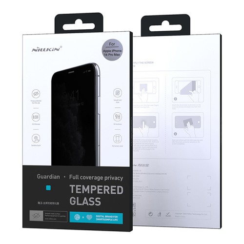 Защитное стекло Nillkin Guardian Антишпион для iPhone 14 Pro Max, черная рамка