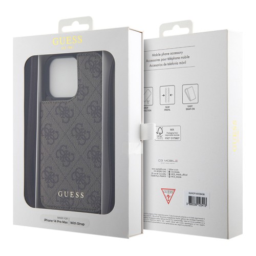 Чехол Guess Crossbody cardslots magnetic 4G Hard для iPhone 14 Pro Max, коричневый