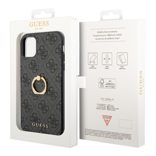Чехол Guess PU 4G + Ring Hard для iPhone 11, серый