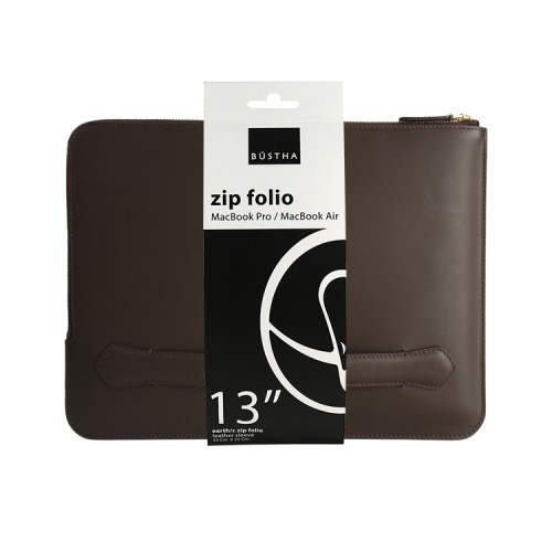 Чехол-папка Bustha Zip Folio Leather для MacBook Air 13 | Pro 13 (2018/22), Mocha
