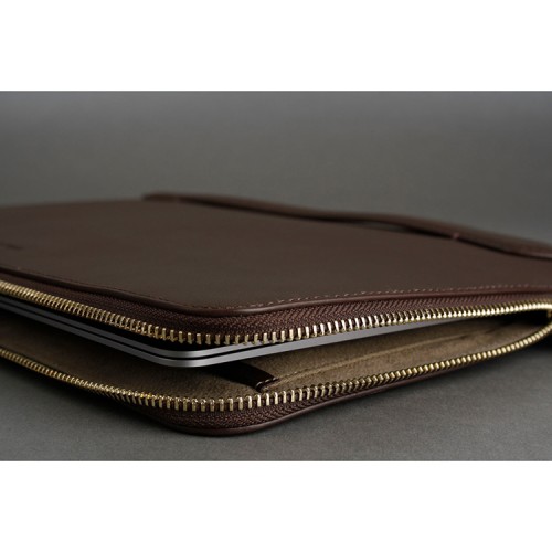 Чехол-папка Bustha Zip Folio Leather для MacBook Air 13 | Pro 13 (2018/22), Mocha