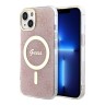 Guess для iPhone 15 чехол PC/TPU 4G Hard Pink/Gold (MagSafe)