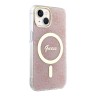 Guess для iPhone 15 чехол PC/TPU 4G Hard Pink/Gold (MagSafe)