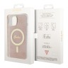 Guess для iPhone 15 чехол PC/TPU 4G Hard Pink/Gold (MagSafe)