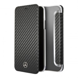 Чехол Mercedes Dynamic Booktype Carbon для iPhone X/XS, черный
