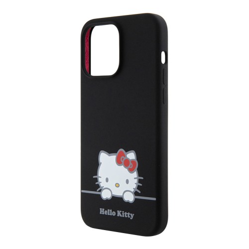 Hello Kitty для iPhone 15 Pro Max чехол Liquid silicone Dreaming Kitty Hard Black