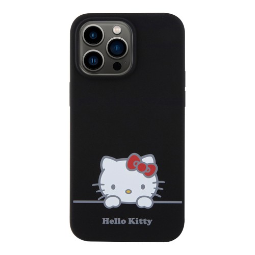 Hello Kitty для iPhone 15 Pro Max чехол Liquid silicone Dreaming Kitty Hard Black