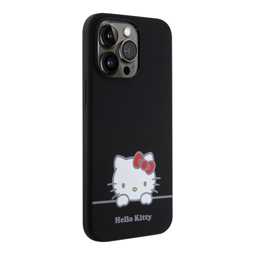 Hello Kitty для iPhone 15 Pro Max чехол Liquid silicone Dreaming Kitty Hard Black