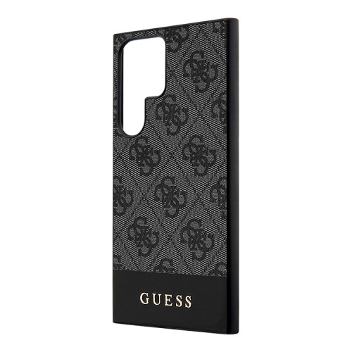 Guess для Galaxy S24 Ultra чехол PU 4G Bottom stripe Metal logo Hard Grey