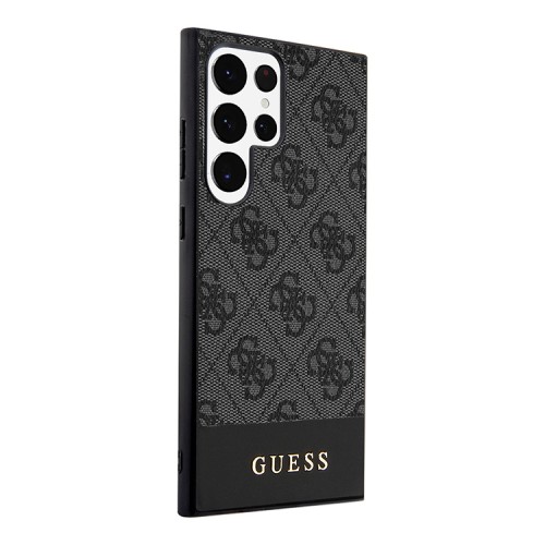 Guess для Galaxy S24 Ultra чехол PU 4G Bottom stripe Metal logo Hard Grey