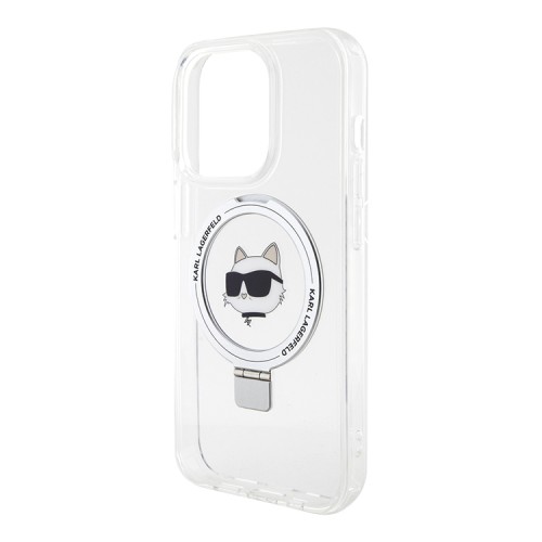 Karl Lagerfeld для iPhone 14 Pro Max чехол PC/TPU + Ring stand NFT Choupette head Hard Transp (MagSafe)