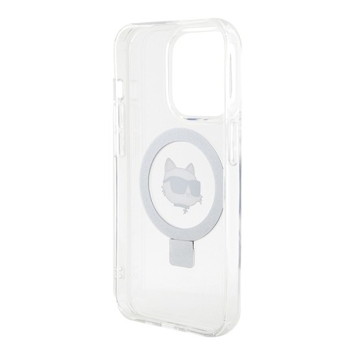 Karl Lagerfeld для iPhone 14 Pro Max чехол PC/TPU + Ring stand NFT Choupette head Hard Transp (MagSafe)