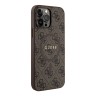Guess для iPhone 13 Pro Max чехол PU 4G Colored ring Metal logo Brown (MagSafe)