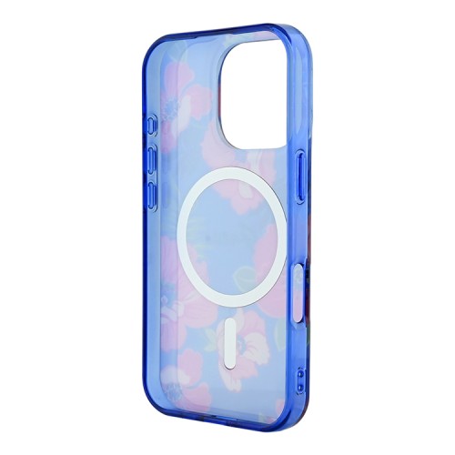 Guess для iPhone 16 Pro Max чехол PC/TPU Flowers Invisible Ring Red (MagSafe)