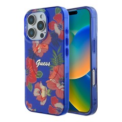 Guess для iPhone 16 Pro Max чехол PC/TPU Flowers Invisible Ring Red (MagSafe)
