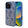 Guess для iPhone 16 Pro чехол PU кожа 4G Double cardslot Triangle metal logo Blue