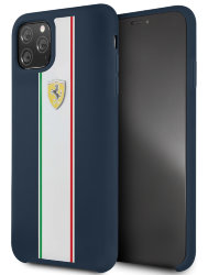 Чехол Ferrari On Track Silicone Hard Stripes для iPhone 11 Pro Max, синий
