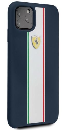 Чехол Ferrari On Track Silicone Hard Stripes для iPhone 11 Pro Max, синий